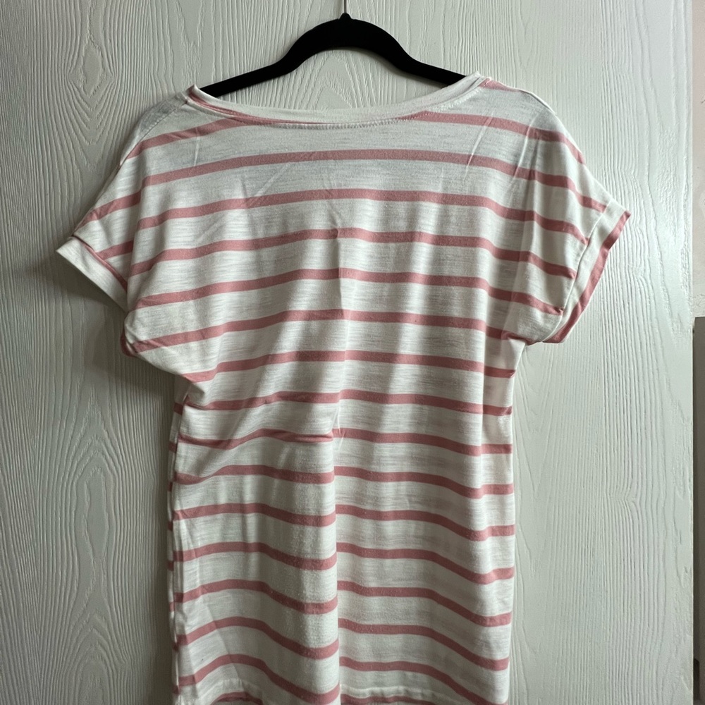Womens pink and white striped T-shirt